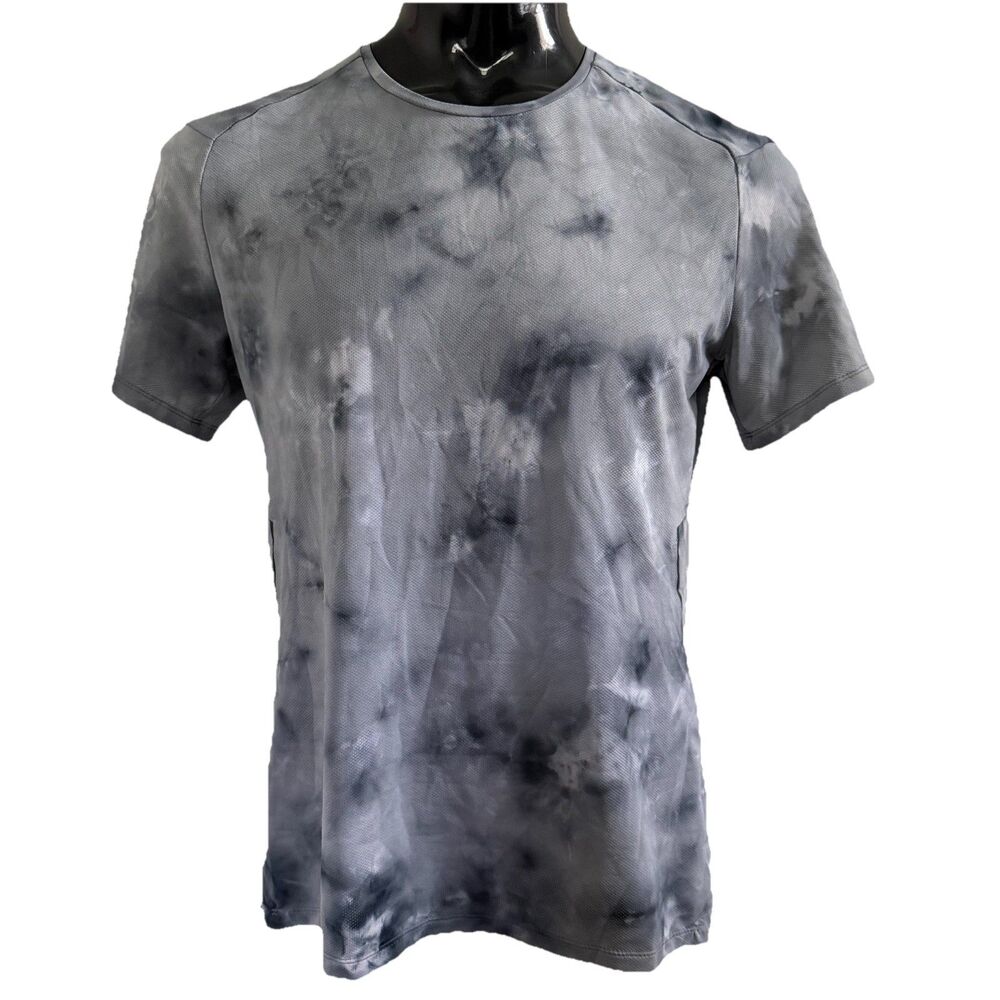 Lululemon Fast and Free Short Sleeve Spray Men's M Grey Tie Dye Workout Shirt